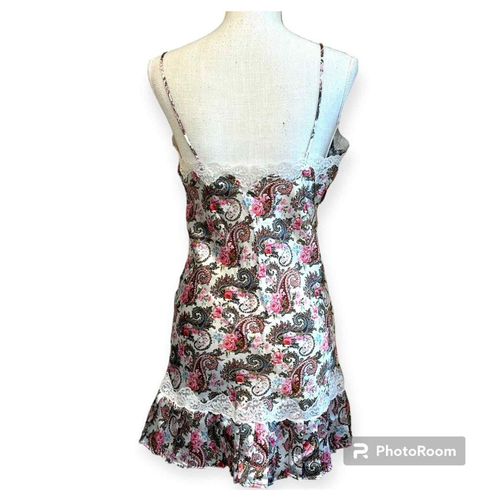 Victoria Secrets Floral Paisley Lace Trim Cami Mini Dress Lingerie Sleepwear‎ - Picture 2 of 14